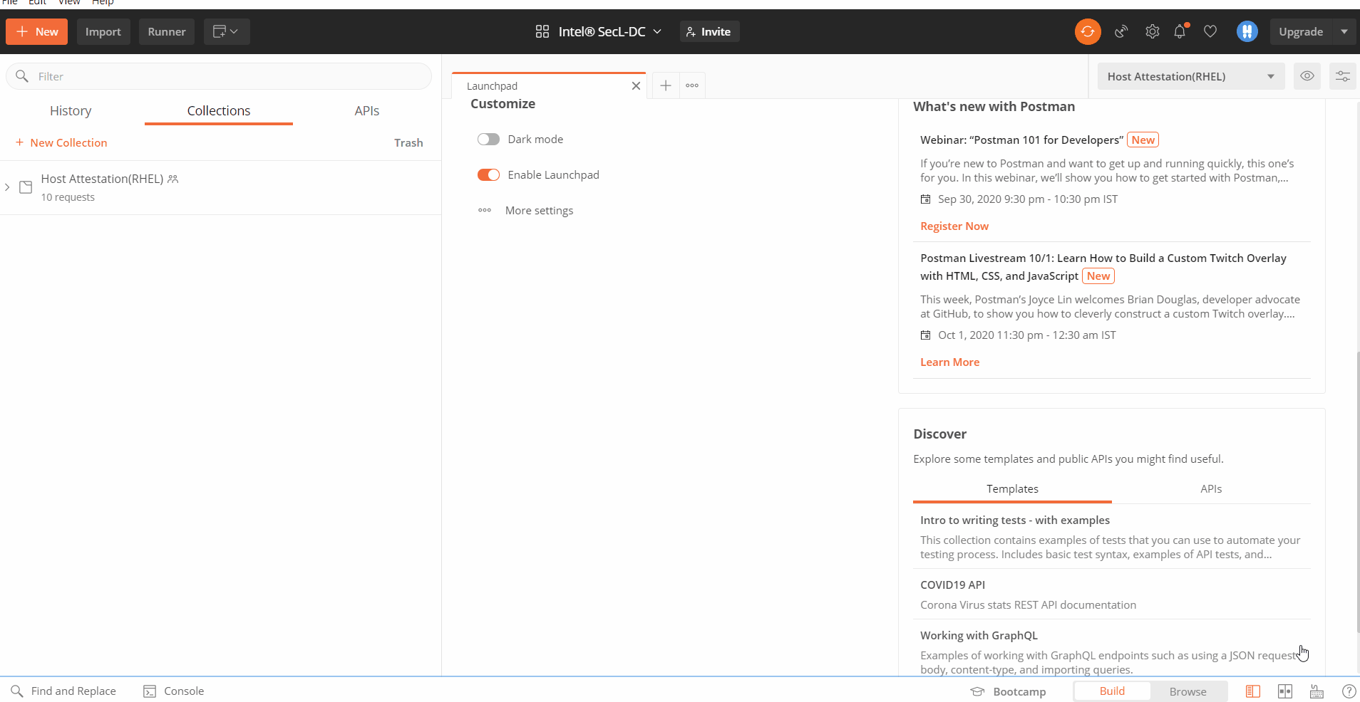 Usecase Workflows with Postman API Collections - Intel® SecL-DC